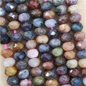 Natural Corundum Beads Multicolor Faceted Rondelle, approx 5.6-6mm [GB16405]