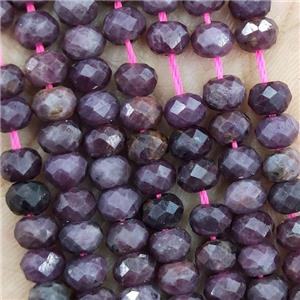 Natural Ruby Beads Faceted Rondelle, approx 5.6-6mm [GB16407]