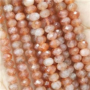 Natural Gold Sunstone Peach Faceted Rondelle, approx 5.6-6mm [GB16410]