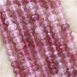 Natural Pink Strawberry Quartz Beads Faceted Rondelle, approx 5.6-6mm [GB16414]
