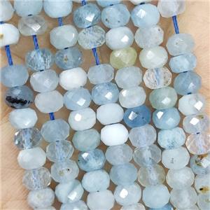 Natural Aquamarine Beads Blue Faceted Rondelle, approx 5.6-6mm [GB16416]