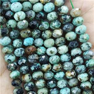 Natural African Turquoise Beads Green Faceted Rondelle, approx 5.6-6mm [GB16417]