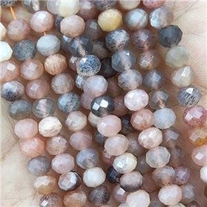 Natural Moonstone Beads Multicolor Faceted Rondelle, approx 5.6-6mm [GB16418]