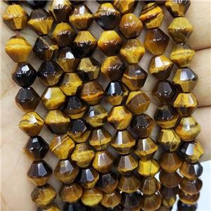 Natural Tiger Eye Stone Beads Yellow Bicone, approx 8mm [GB16423]