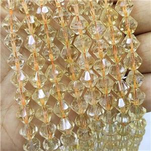 Natural Citrine Beads Yellow Bicone, approx 8mm [GB16428]