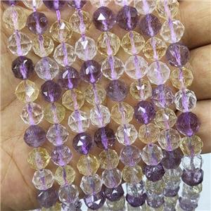 Natural Ametrine Beads Purple Yellow Cut Round, approx 8mm [GB16433]