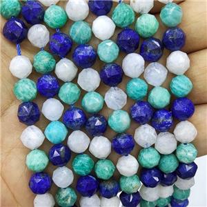Mix Gemstone Beads Round Diamond Faceted, approx 8mm [GB16442]