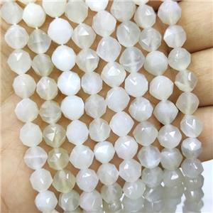 Natural Moonstone Beads Graywhite Cut Round, approx 8mm [GB16454]
