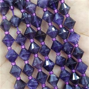 Natural Amethyst Beads Purple Bicone, approx 8mm [GB16477]
