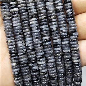 Natural Black Labradorite Beads Heishi Larvikite, approx 2x6mm [GB16532]