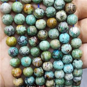 Natural Turquoise Beads Smooth Round Green, approx 8mm dia [GB16539]
