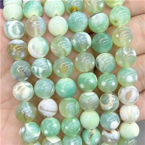 Lt.green Fire Agate Beads Smooth Round Dye Sandy, approx 8mm dia [GB16544-8MM]