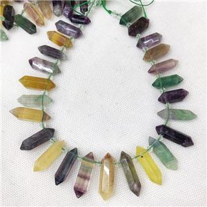 Natural Fluorite Bullet Beads Multicolor Topdrilled Graduated, approx 9-38mm [GB16548]