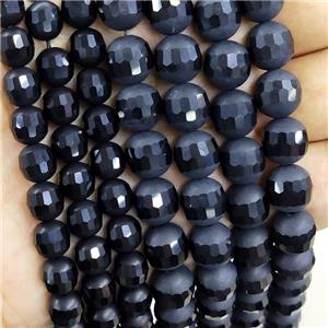 Black Onyx Agate Beads Round Faceted Matte, approx 10mm dia [GB16578-10MM]