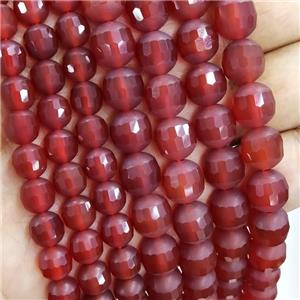 Red Carnelian Agate Beads Round Faceted Matte, approx 8mm dia [GB16579-8MM]