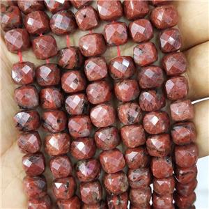 Natural Autumn Jasper Beads Faceted Cube, approx 9-10mm [GB16582]