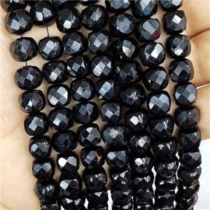 Natural Black Tourmaline Beads Faceted Cube, approx 9-10mm [GB16585]