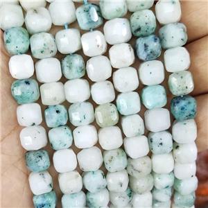 Green Kiwi Jasper Beads Faceted Cube, approx 9-10mm [GB16592]
