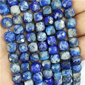 Natural Lapis Lazuli Beads Faceted Cube, approx 9-10mm [GB16595]