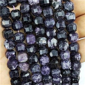 Natural Charoite Beads Purple Faceted Cube, approx 9-10mm [GB16597]