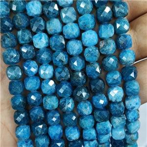 Natural Blue Apatite Beads Faceted Cube, approx 7-8mm [GB16609]