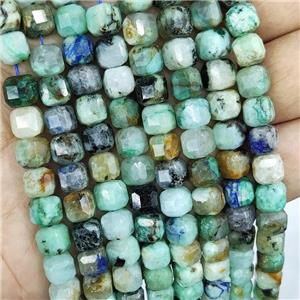 Natural Azurite Beads Faceted Cube, approx 7-8mm [GB16614]
