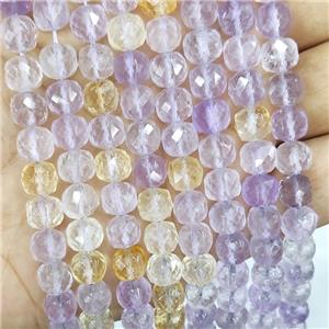 Natural Ametrine Beads Faceted Cube, approx 7-8mm [GB16617]