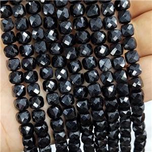 Natural Black Tourmaline Beads Faceted Cube, approx 5.6-7mm [GB16640]