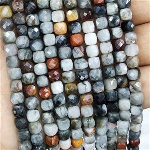 Natural Hawkeye Stone Beads Faceted Cube B_Grade, approx 5-6mm [GB16656]