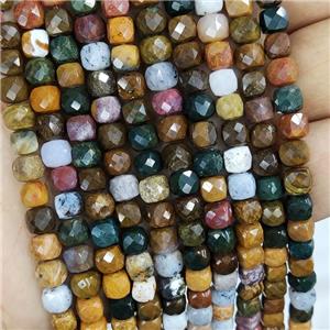 Natural Ocean Agate Beads Faceted Cube, approx 5-6mm [GB16660]