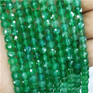 Natural Green Agate Beads Dye Faceted Cube, approx 5-6mm [GB16661]