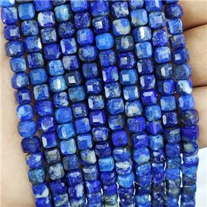 Natural Lapis Lazuli Beads Faceted Cube, approx 5-6mm [GB16662]