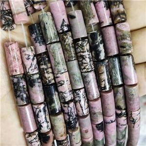 Natural Pink Rhodonite Tube Beads, approx 8x16mm [GB16665]
