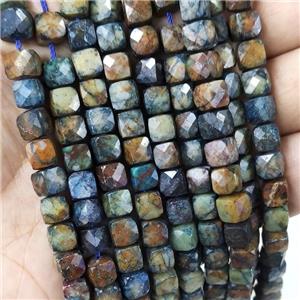 Natural Chrysocolla Beads Faceted Cube, approx 7-8mm [GB16675]