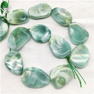 Natural Peacock Angelite Beads Freeform Slice Green, approx 27-38mm [GB16677]
