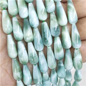 Natural Peacock Angelite Beads Teardrop Green, approx 10x40mm [GB16680-10X40MM]