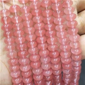 Synthetic Quartz Rondelle Beads Watermelon Pink, approx 5x8mm [GB16704]