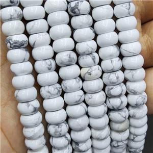 White Howlite Turquoise Rondelle Beads Smooth, approx 5x8mm [GB16706]