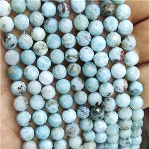 Natural Larimar Beads Faceted Round A-Grade, approx 7mm dia [GB16734]