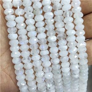 Natural Rainbow White Moonstone Beads Faceted Rondelle, approx 7.5mm [GB16742]