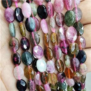Natural Tourmaline Beads Faceted Oval Multicolor, approx 7x10mm [GB16753]