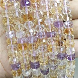 Natural Ametrine Beads Faceted Rondelle, approx 6x10mm [GB16760]