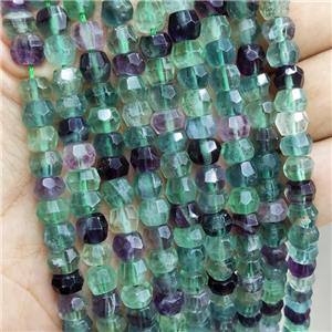 Natural Fluorite Beads Multicolor Faceted Rondelle, approx 4x6mm [GB16761-6MM]