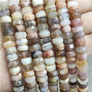 Natural Moonstone Beads Multicolor Faceted Rondelle, approx 5x10mm [GB16762]