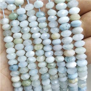 Natural Aquamarine Beads Blue Faceted Rondelle, approx 4x6mm [GB16764-6MM]
