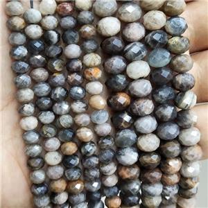 Natural Black Sunstone Beads Faceted Rondelle, approx 4x6mm [GB16766-6MM]
