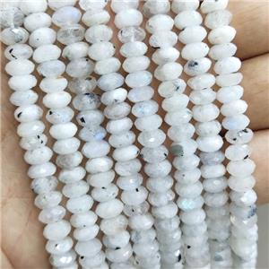 Natural Rainbow White Moonstone Beads Faceted Rondelle B-Grade, approx 4x7mm [GB16767]