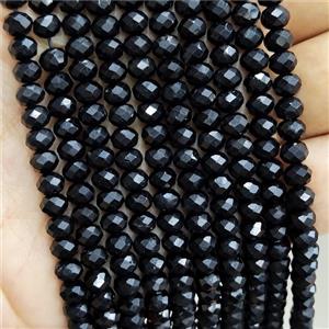 Natural Black Tourmaline Beads Faceted Rondelle, approx 4x6mm [GB16777]