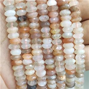 Natural Moonstone Beads Multicolor Faceted Rondelle, approx 3x7mm [GB16779]