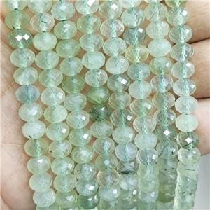 Natural Prehnite Beads Faceted Rondelle Green AA-Grade, approx 5x8mm [GB16783]